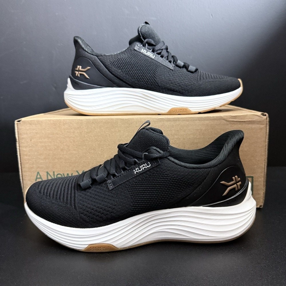 Kuru Atom 2 Womens Size 10.5 Wide Black White Athletic Running Walking Shoes